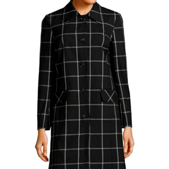 Jones New York Windowpane Suiting Coat-BLACK/WHITE-4 - Picture 1 of 6